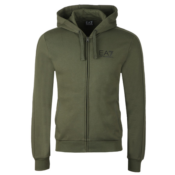 EA7 Emporio Armani Mens Green Small Logo Full zip Hoody main image