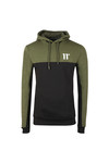 Eleven Degrees Mens Green Block Pull Over Hoodie