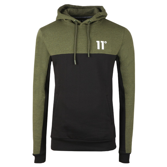 Eleven Degrees Mens Green Block Pull Over Hoodie main image