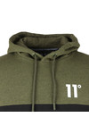 Eleven Degrees Mens Green Block Pull Over Hoodie