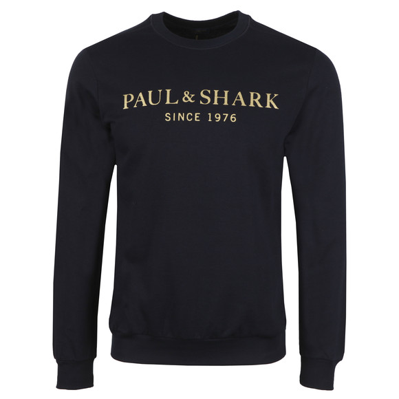 Paul & Shark Mens Blue Gold Logo Sweatshirt #1