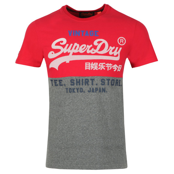 Superdry Mens Red Shirt Shop Tri Panel T-Shirt main image