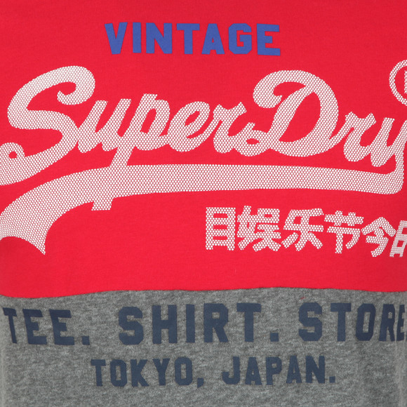 Superdry Mens Red Shirt Shop Tri Panel T-Shirt main image