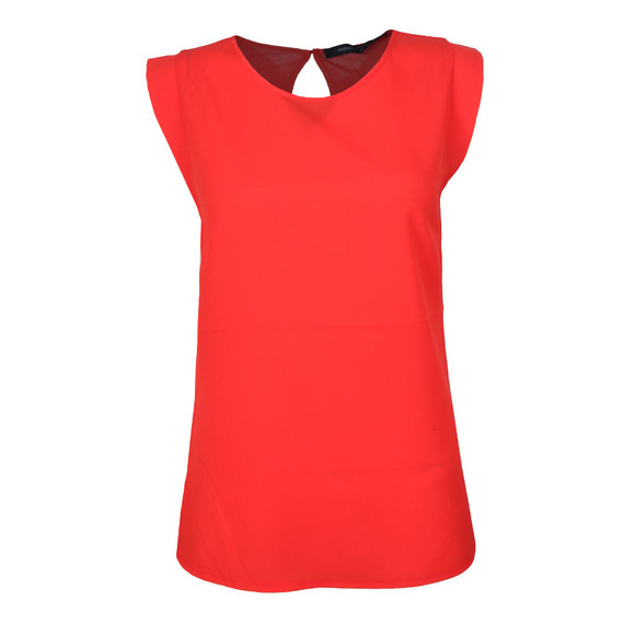French Connection Womens Red Crepe Light Cap Sleeve Top #1