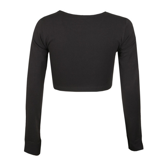 adidas Originals Womens Black Cropped Long Sleeve T Shirt #2