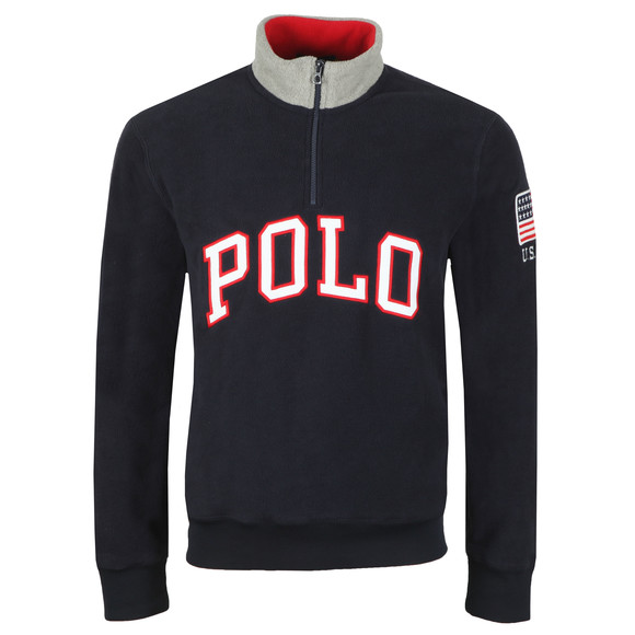 Polo Ralph Lauren Mens Blue Half Zip Fleece Pullover #1