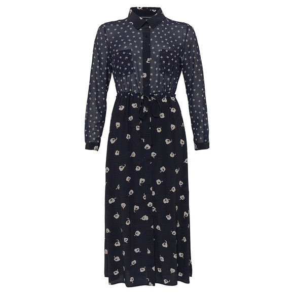 French Connection Womens Blue Adelise Drape Midi Shirt Dress #1