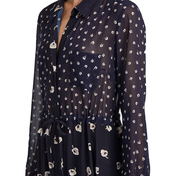 French Connection Womens Blue Adelise Drape Midi Shirt Dress #4