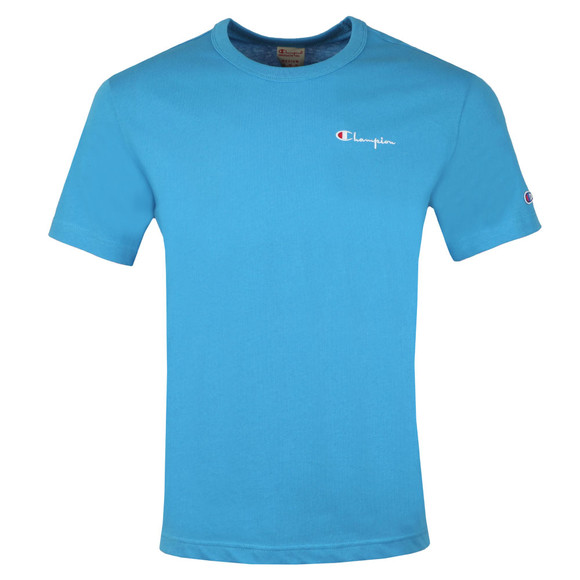 Champion Reverse Weave Mens Blue Small Script Logo T-Shirt #1