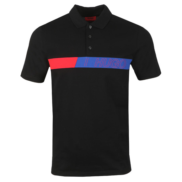 HUGO Mens Black Dantes Logo Artwork Polo Shirt main image