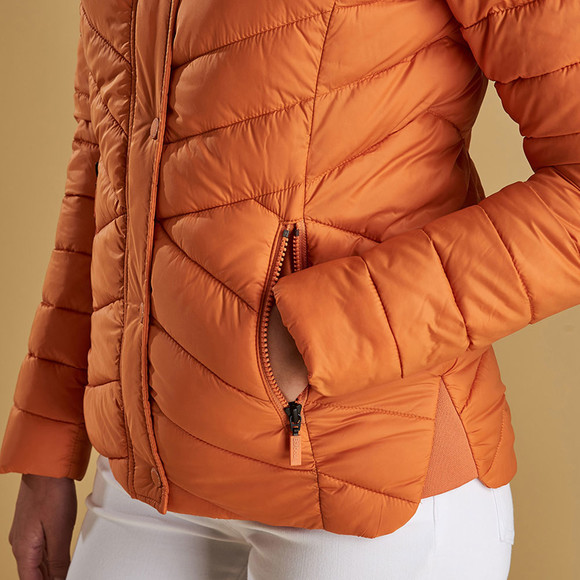 Barbour Lifestyle Womens Orange Isobath Quilted Jacket #6