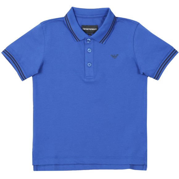 Emporio Armani Boys Blue Tipped Polo Shirt main image