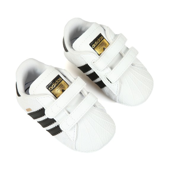 adidas Originals Boys White Superstar Crib Shoe #3