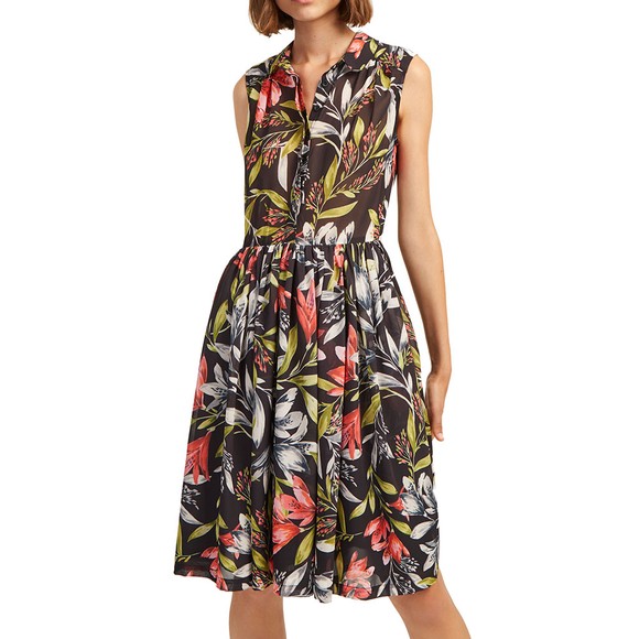New French Connection Cadencia Floral Drape Shirt Dress Sz UK 8