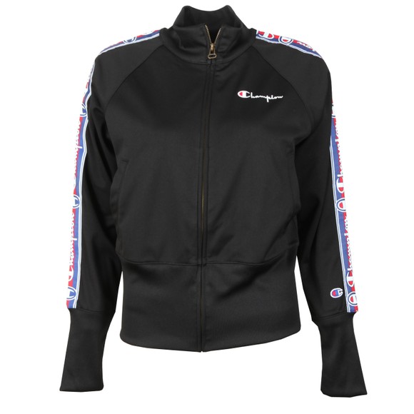 Champion Reverse Weave Womens Black Tape Logo Full Zip Sweat  #1