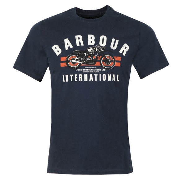 Barbour International Mens Blue Bike Stripes T-Shirt #1