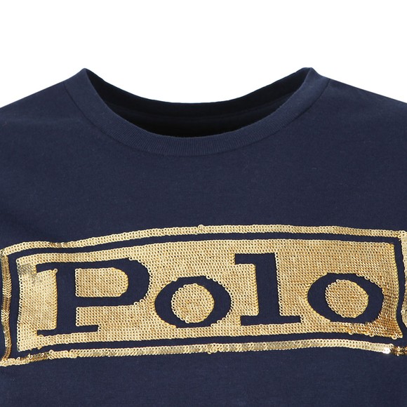 Polo Ralph Lauren Womens Blue Sequin Logo T Shirt #2