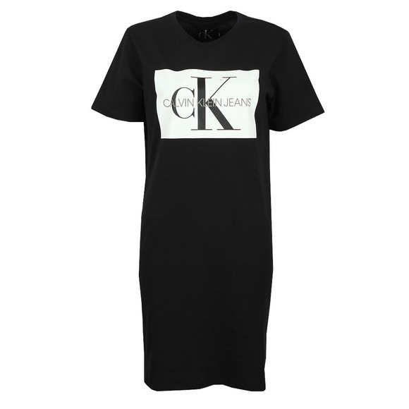 Calvin Klein Jeans Womens Black Logo T-Shirt Dress #1
