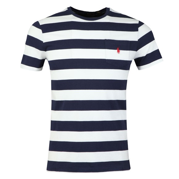 Polo Ralph Lauren Mens White Pocket Stripe T-Shirt #1