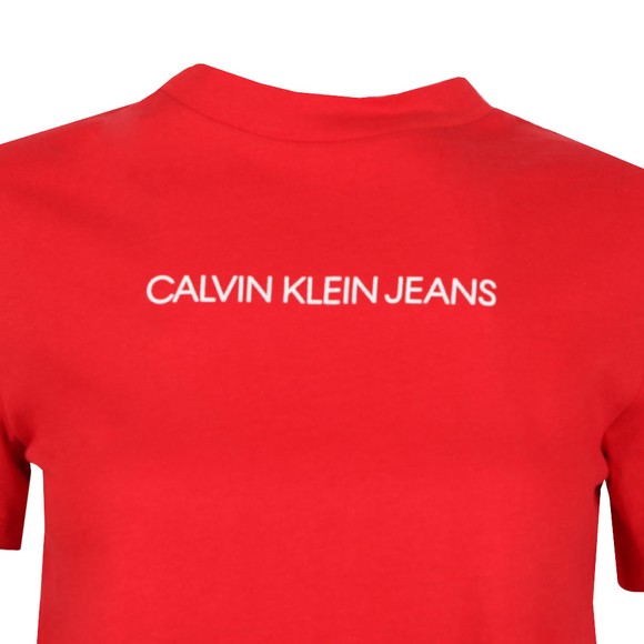 Calvin Klein Jeans Womens Red Organic Cotton Cropped T-Shirt #2