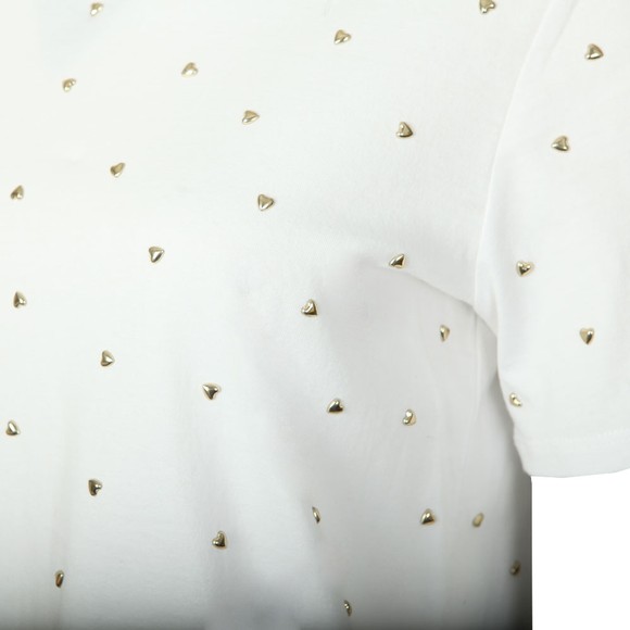 Michael Kors Womens White Heart Studded T-Shirt #2