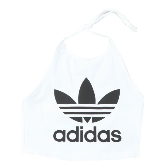 adidas Originals Womens White Trefoil Halter Neck Top #1