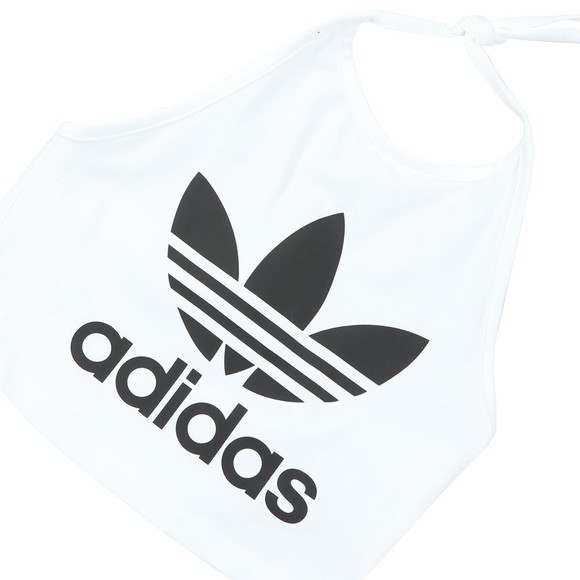 adidas Originals Womens White Trefoil Halter Neck Top #2