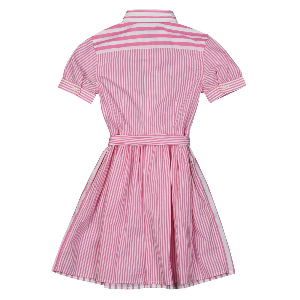 open lace back dress Striped Popcorn Print Mini Shirt Dress Red