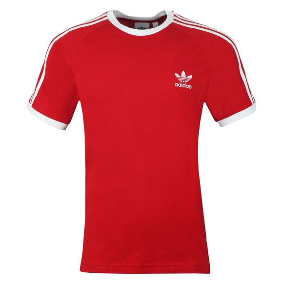 adidas Originals Mens Red 3 Stripes T-Shirt #1