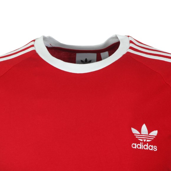 adidas Originals Mens Red 3 Stripes T-Shirt #2