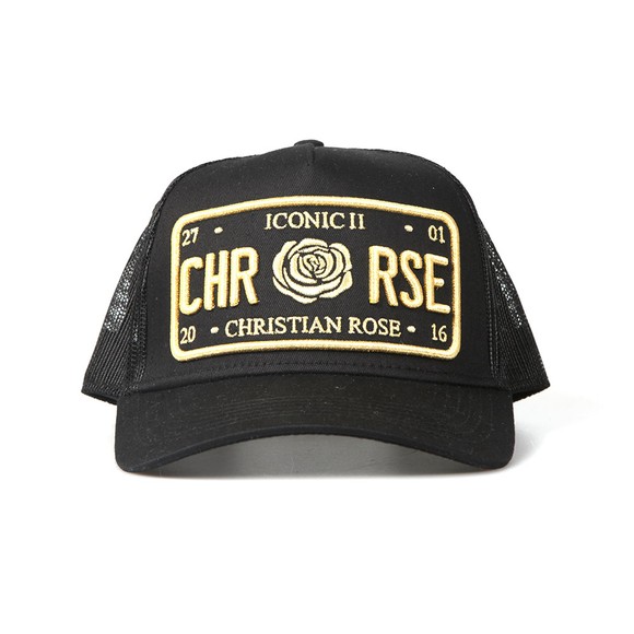 Christian Rose Mens Black Iconic Plate Cap main image