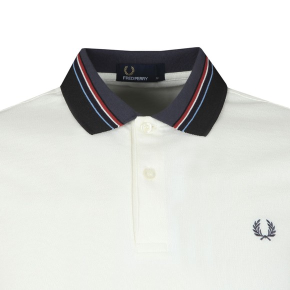 Fred Perry Mens White Stripe Collar Pique Polo Shirt #2