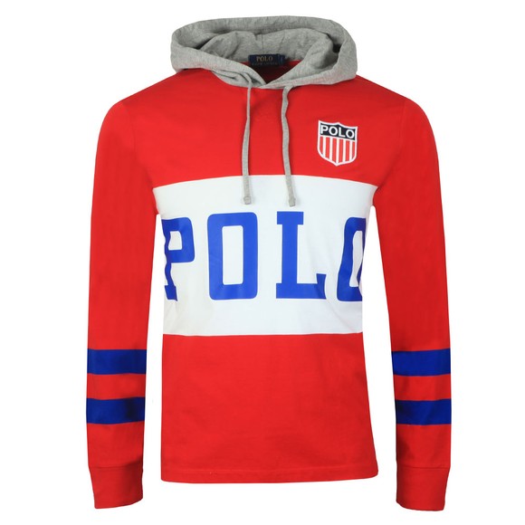 Polo Ralph Lauren Mens Red Polo Shield Overhead Hoodie #1