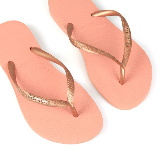 Havaianas Womens Pink Slim Logo Metallic Flip Flop #3