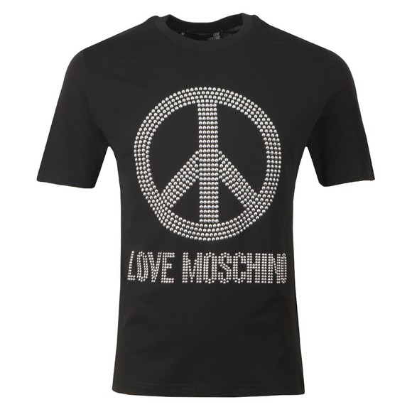 Love Moschino Mens Black Stud Logo T Shirt #1