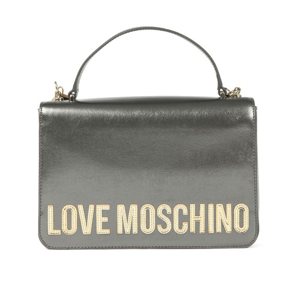 Love Moschino Womens Grey Metallic Logo Handle Bag #1