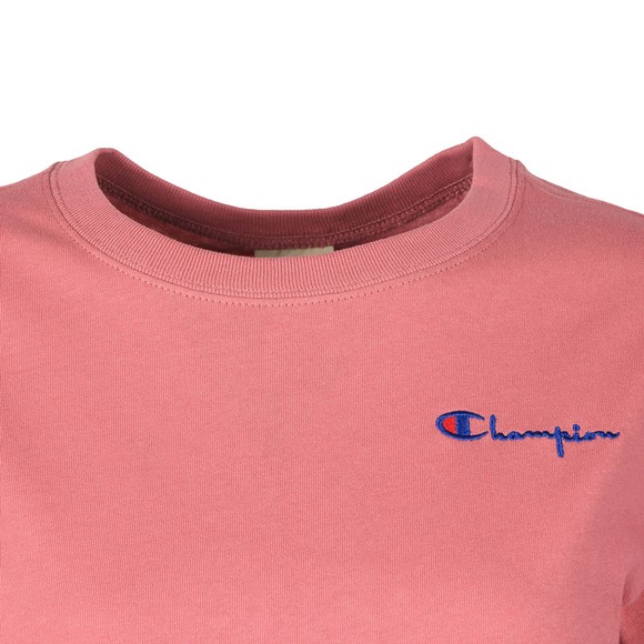 Champion Reverse Weave Womens Red Small Script Logo T-Shirt #2