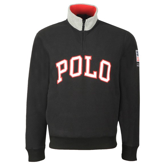 Polo Ralph Lauren Mens Black Half Zip Fleece Pullover #1