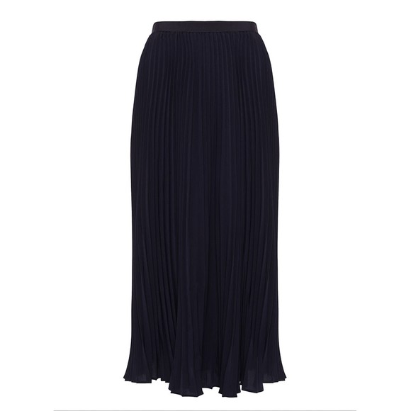 French Connection Womens Blue Crepe Light Pleated Midi Skirt #1