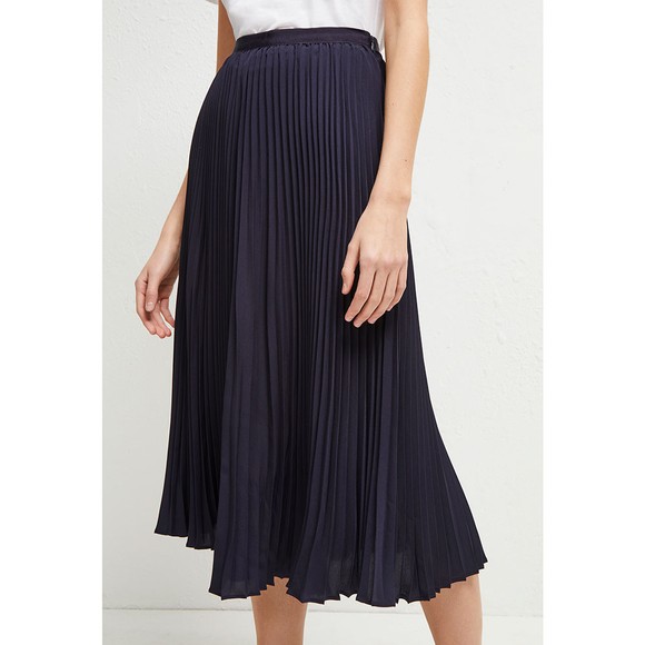 French Connection Womens Blue Crepe Light Pleated Midi Skirt #4