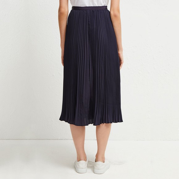 French Connection Womens Blue Crepe Light Pleated Midi Skirt #5