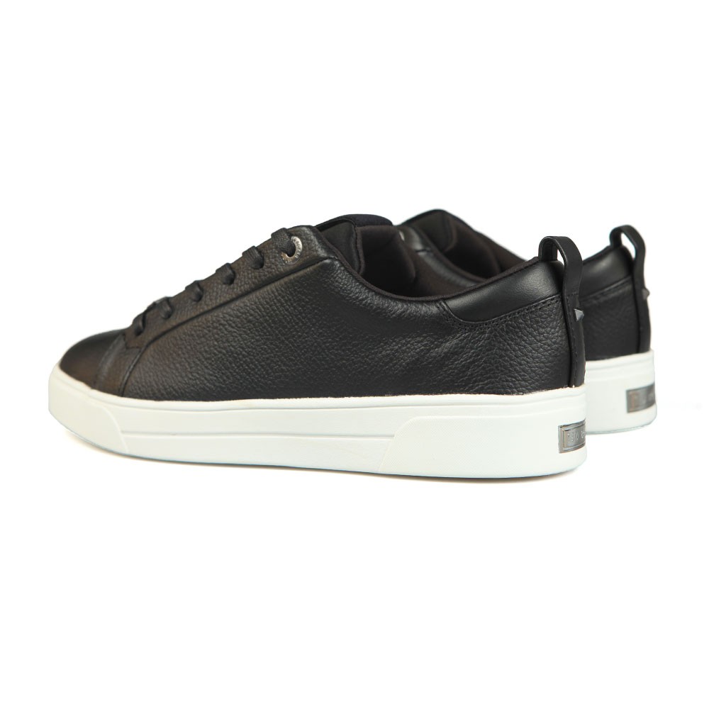 womens black leather trainer