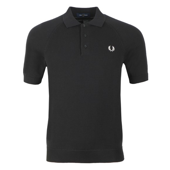 Fred Perry Mens Black Contrast Texture Knitted Polo main image