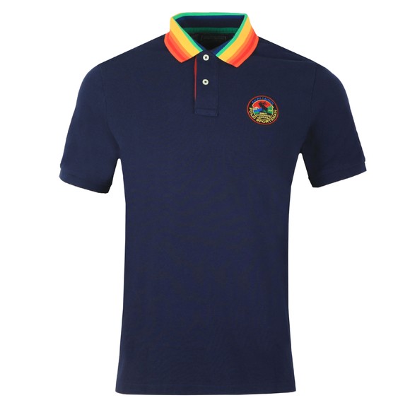 Polo Ralph Lauren Mens Blue Multicoloured Collar Polo Shirt #1