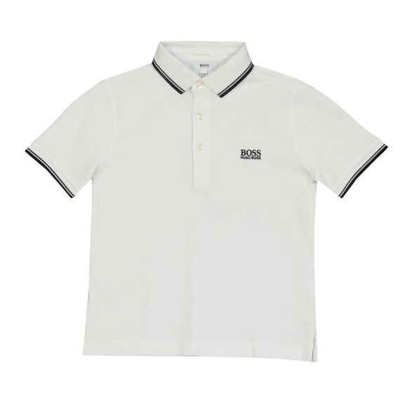 BOSS Boys White Boys J25P17 Tipped Polo Shirt main image