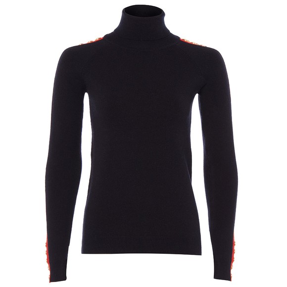 Holland Cooper Womens Blue Button Stripe Roll Neck  #1