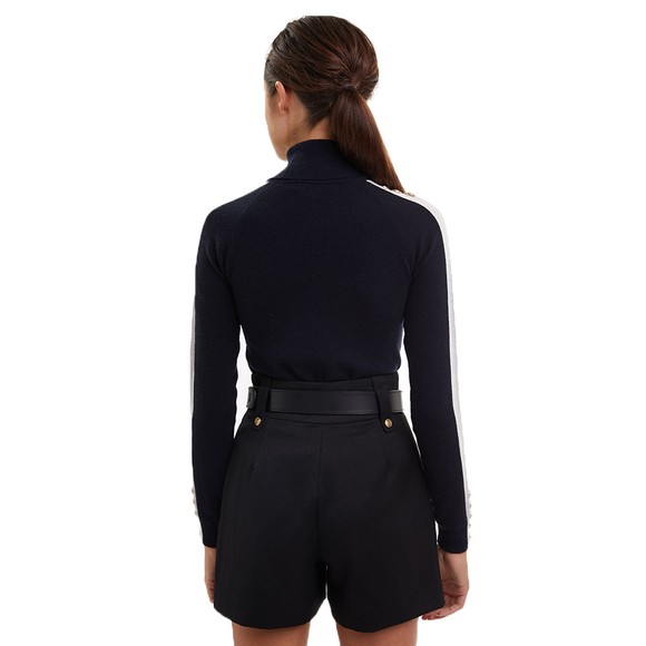 Holland Cooper Womens Blue Button Stripe Roll Neck  #5