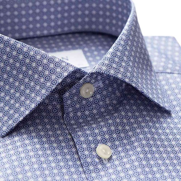 Eton Mens Blue Circle Pattern Shirt #2
