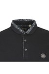 Pretty Green Mens Black Paisley Printed Collar Polo