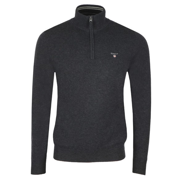 Gant Mens Grey Super Fine Lambswool Zip Jumper main image